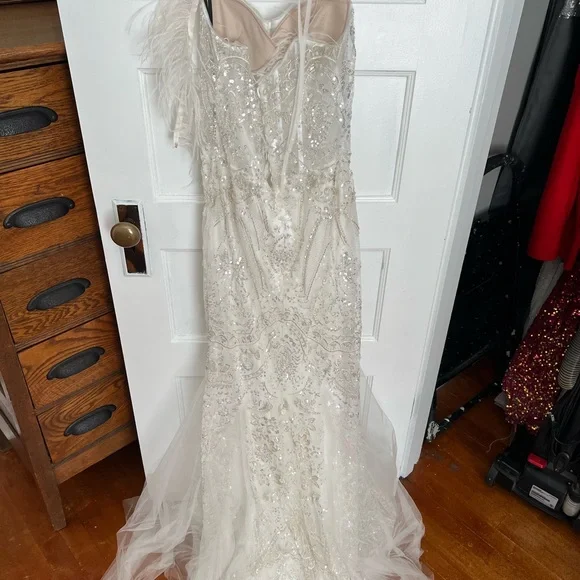 Ivory Sequin Bridal Gown - Picture 3 of 4